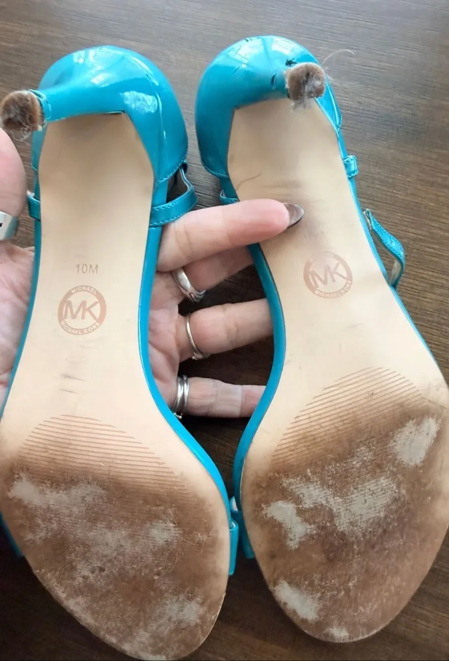 Michael Kors Size 10 Leather Turquoise Blue Pump Heels Open Toe
